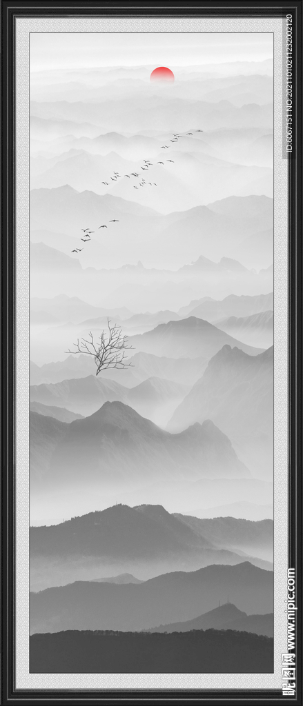 新中式意境山水玄关画