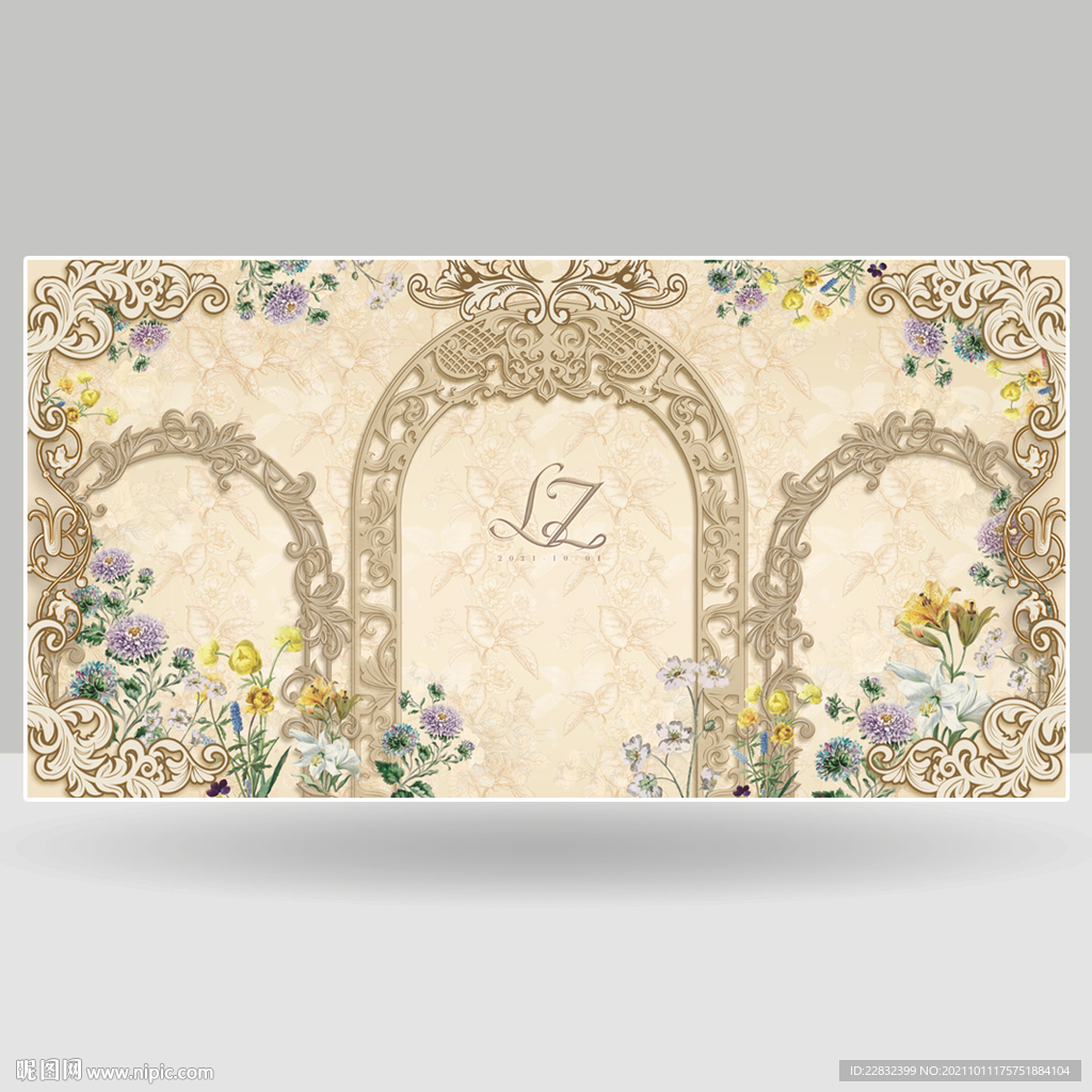 欧式拱门婚礼复古背景