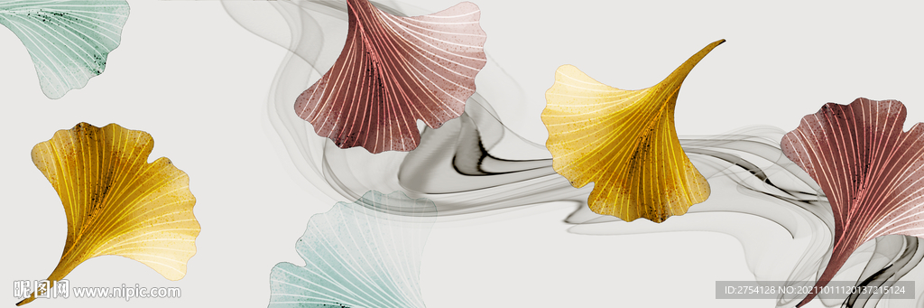 晶瓷画 杏叶 线条