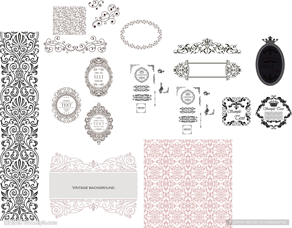 矢量西式花纹 边框 底纹 时尚