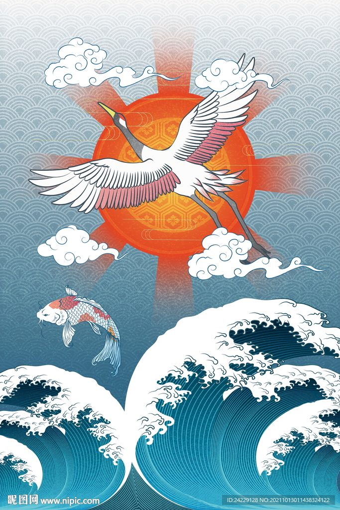 国潮装饰画 飞鹤