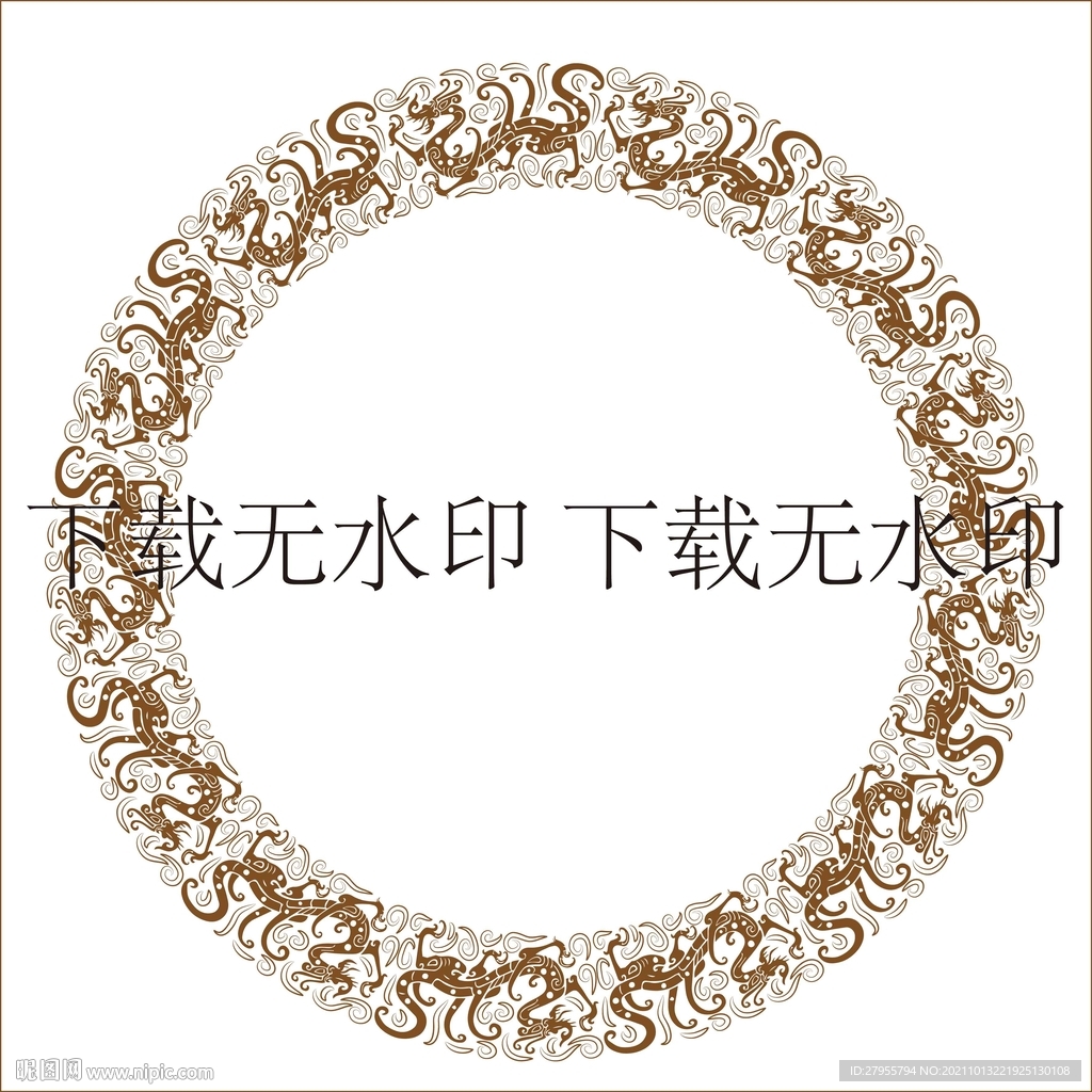 龙纹边框圆矢量