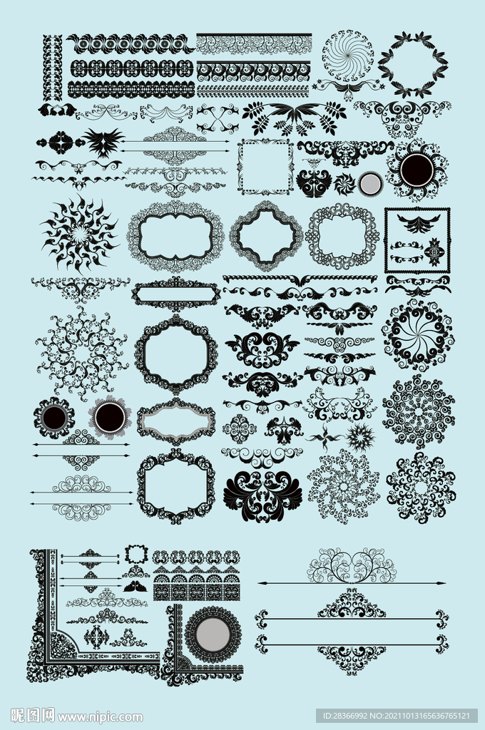 AI矢量欧式花纹边框花边