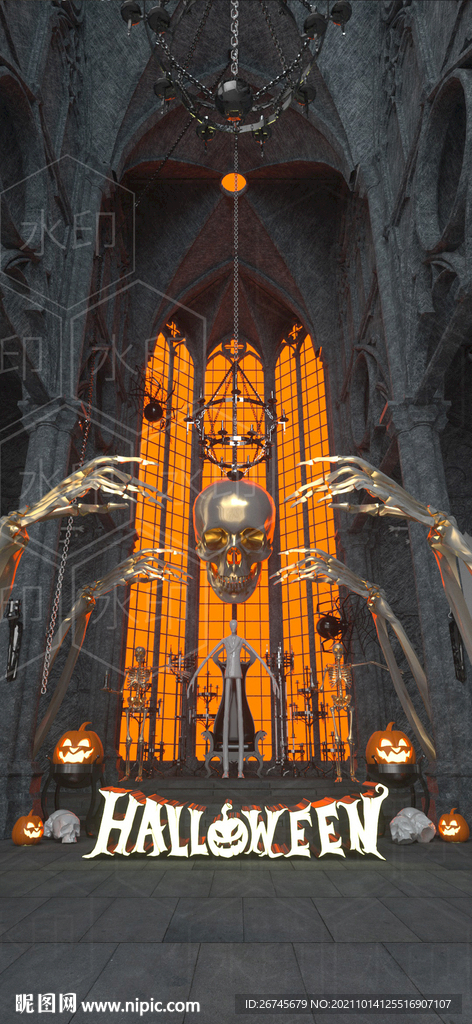 万圣节海报夜店酒吧C4D源文件