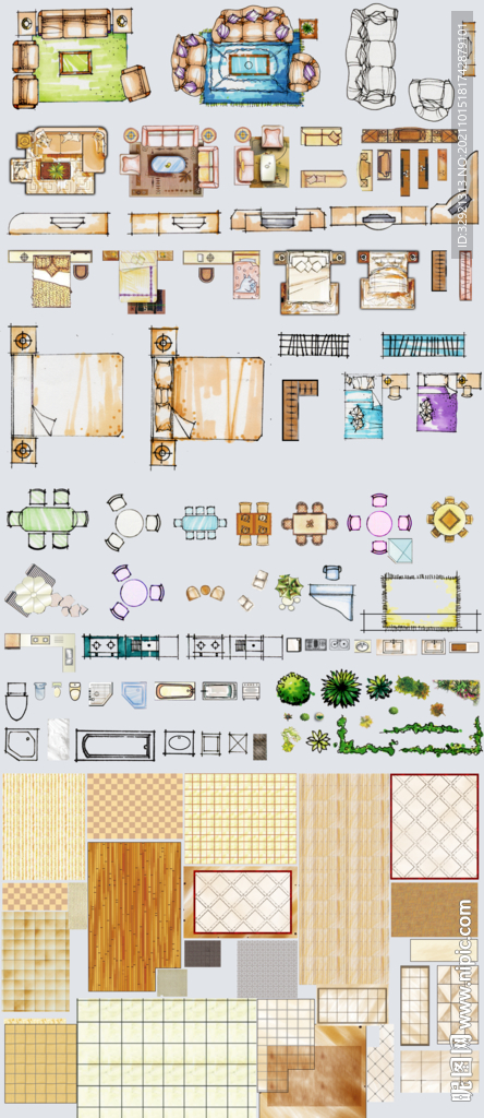 手绘彩平素材PSD