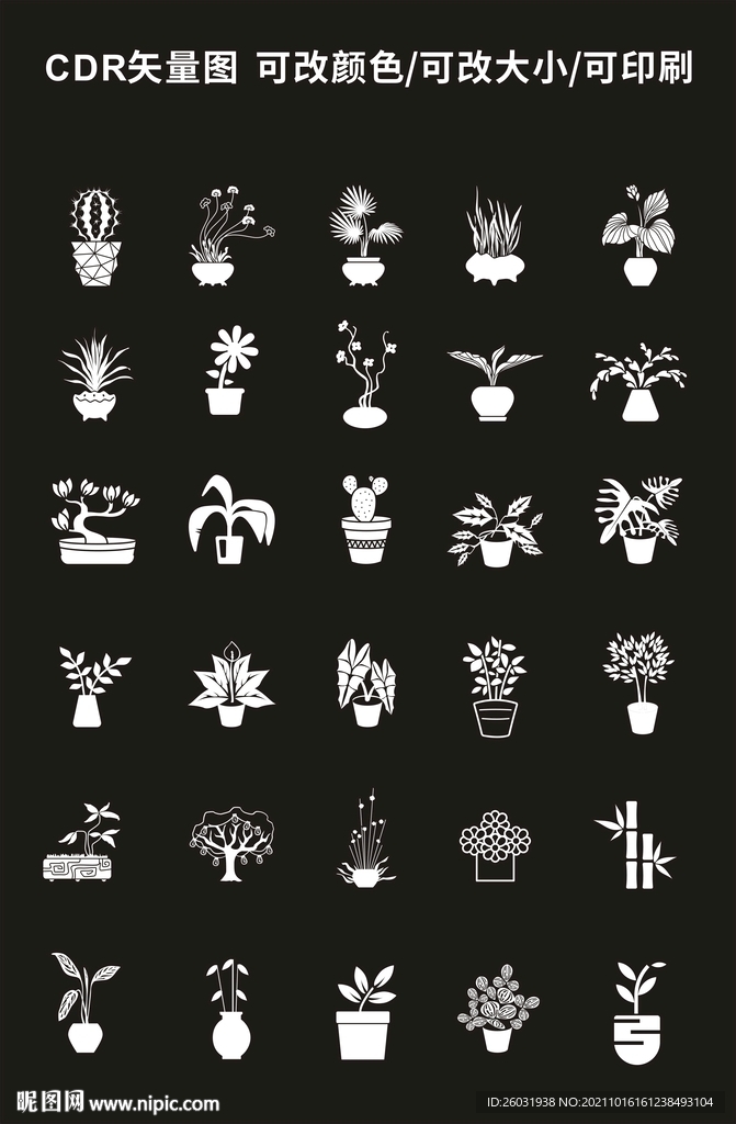 盆景花卉植物矢量图