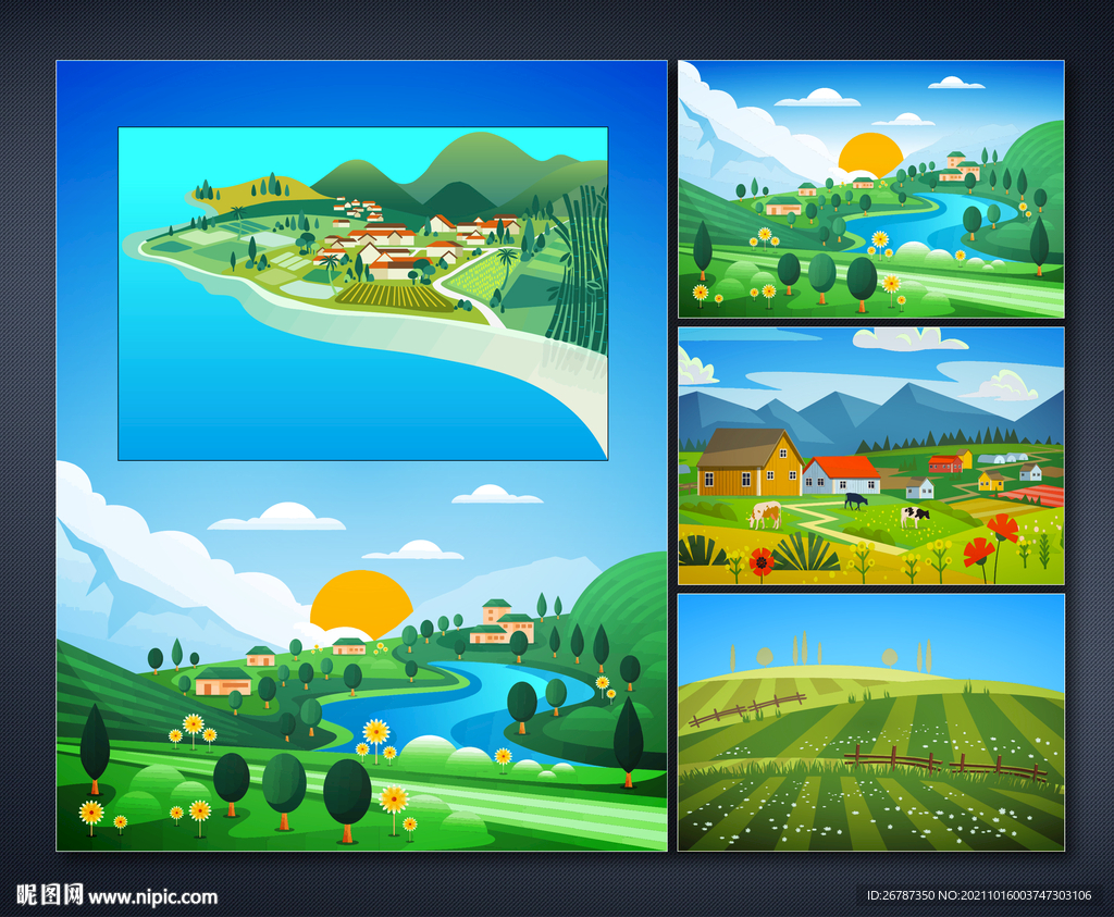 矢量牧场田园