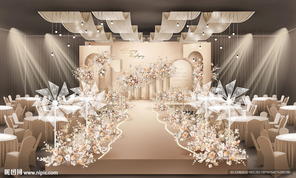 简约香槟色小清新时尚婚礼