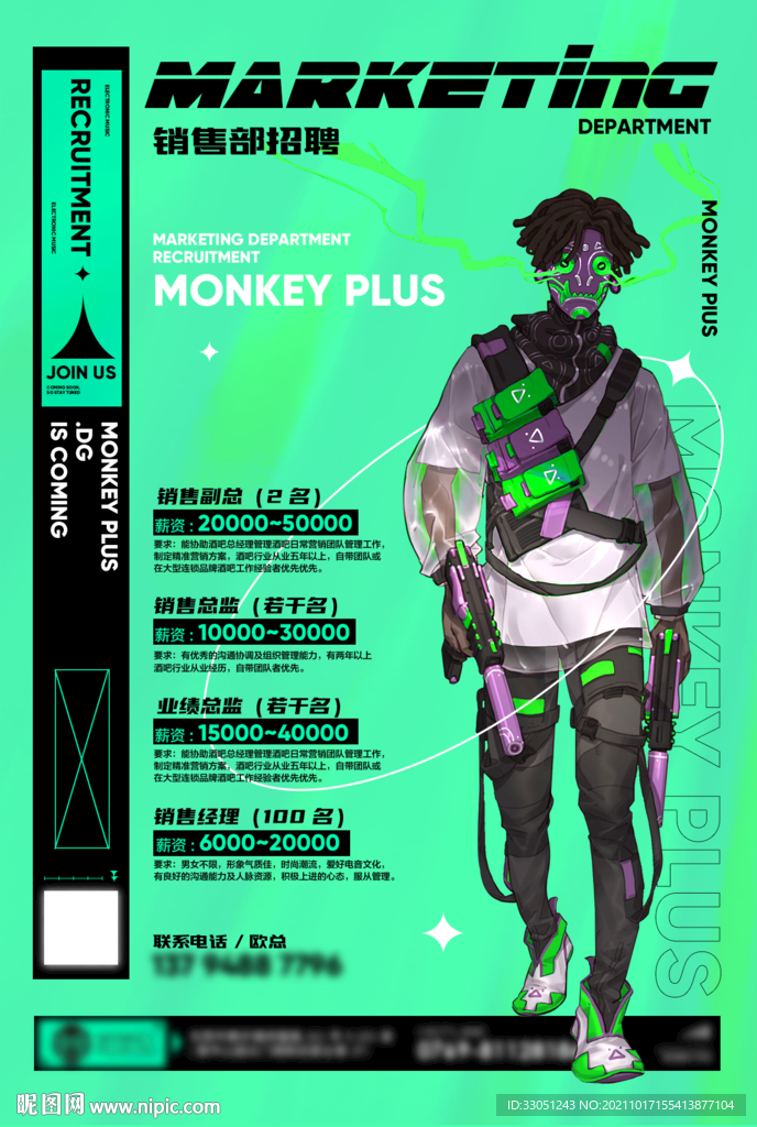 潮流夜店酒吧招聘海报