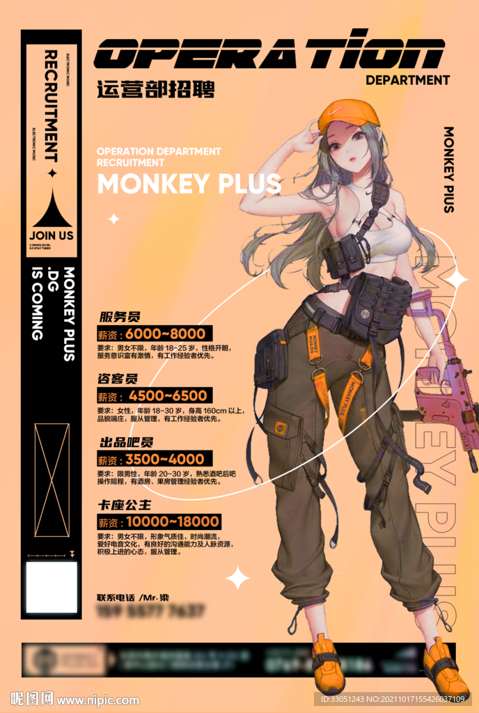 潮流夜店酒吧招聘海报