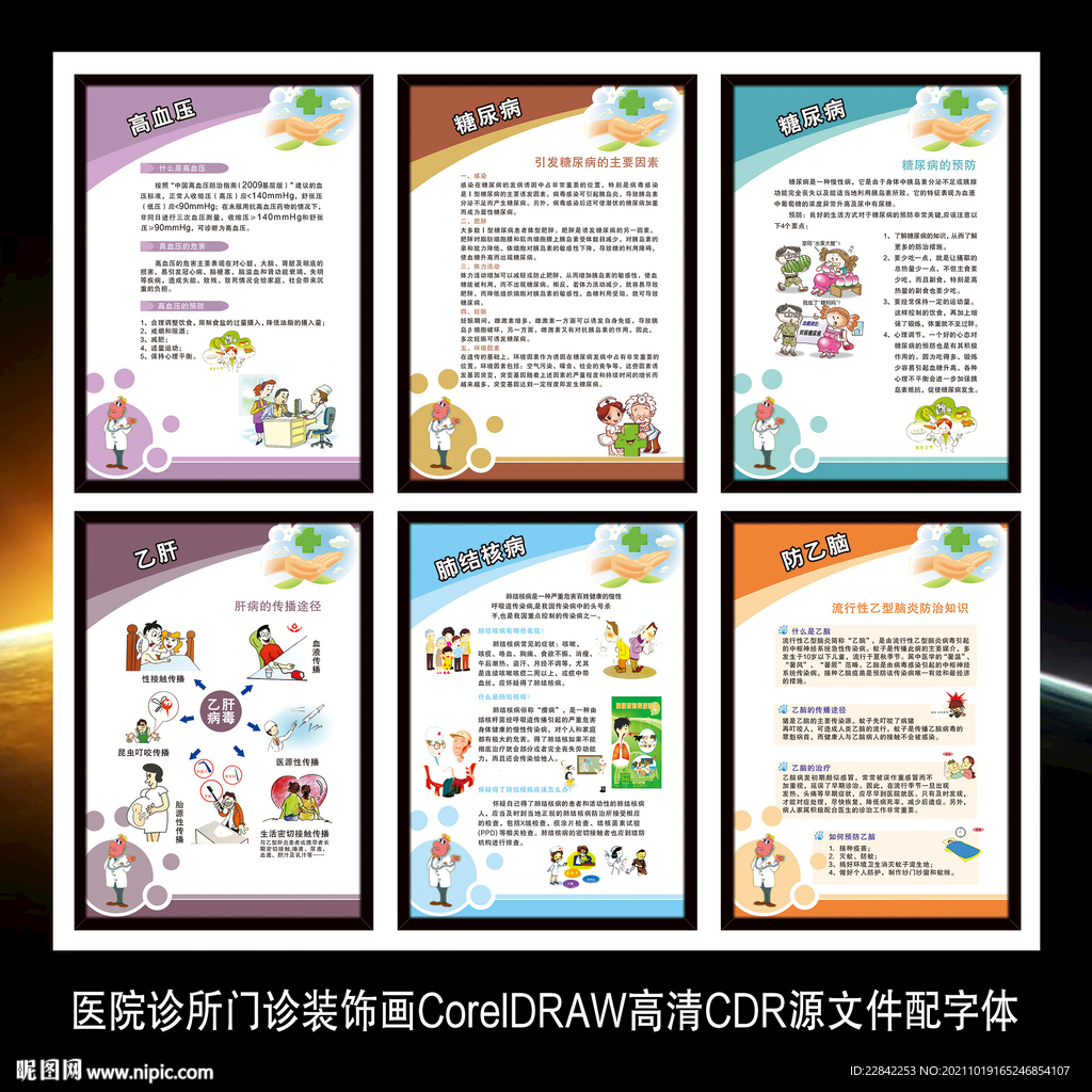 医院诊所卫生院门诊疾病介绍挂画