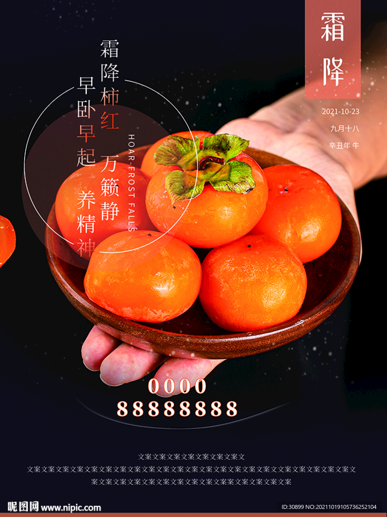 霜降节气柿子广告宣传海报