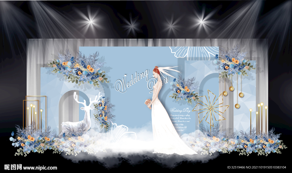 灰蓝色简约婚礼效果图