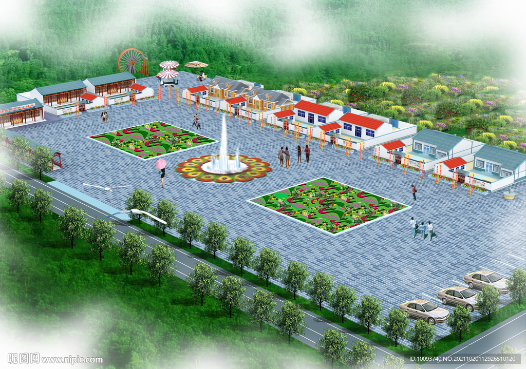 民宿广场效果图