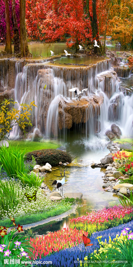 美丽风景画流水玄关