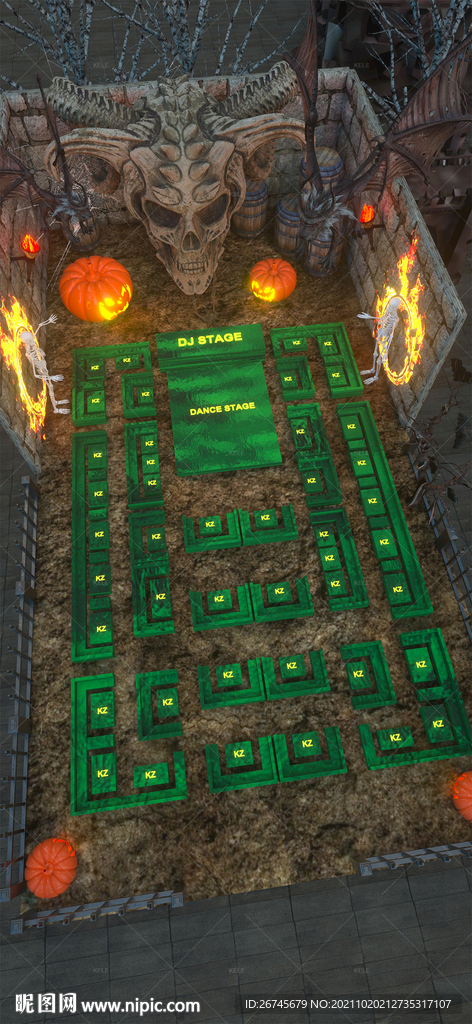 酒吧万圣节台位图C4D源文件