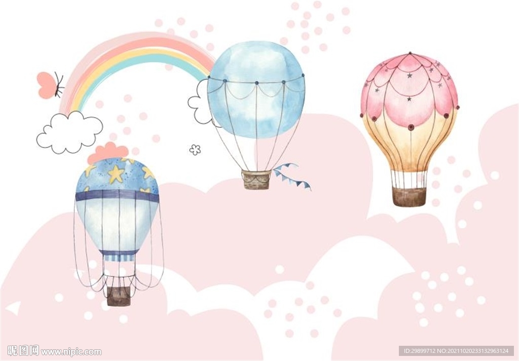 卡通热气球背景