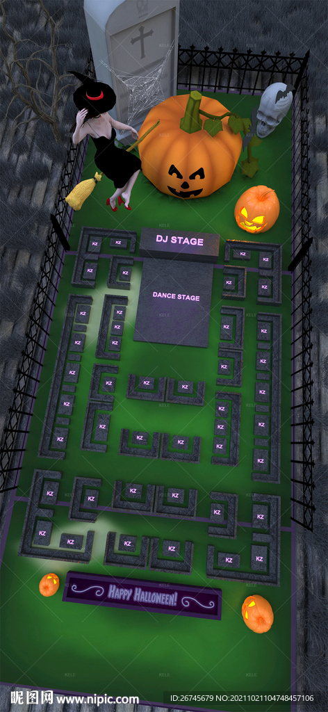 酒吧万圣节台位图C4D源文件