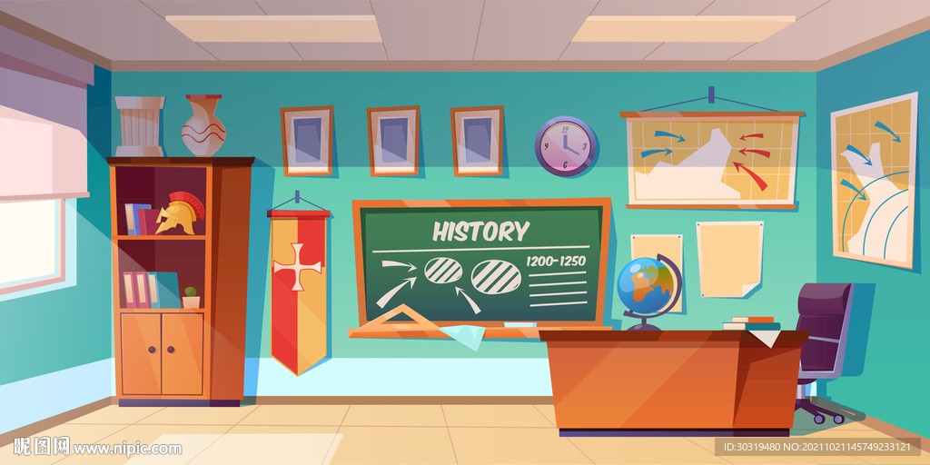 卡通学校教室