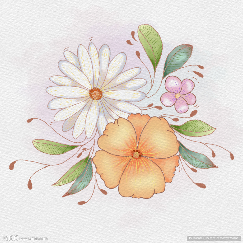 手绘水彩小清新花卉