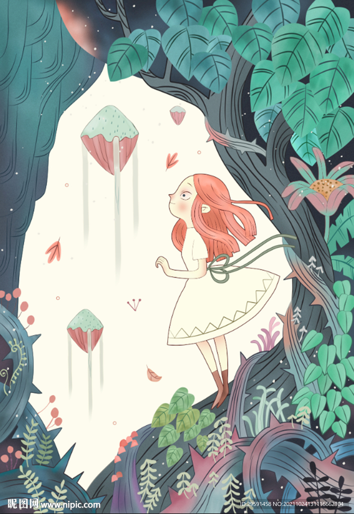 森林女孩背景墙