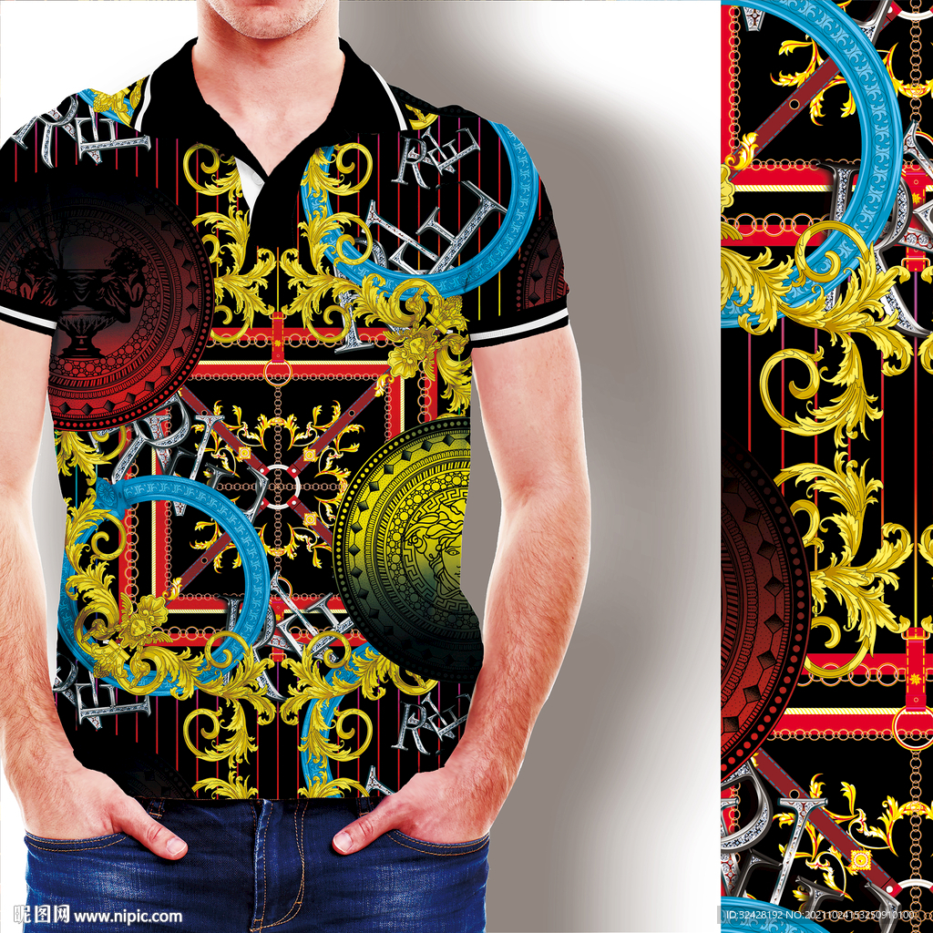 大牌男裝印花高清分层