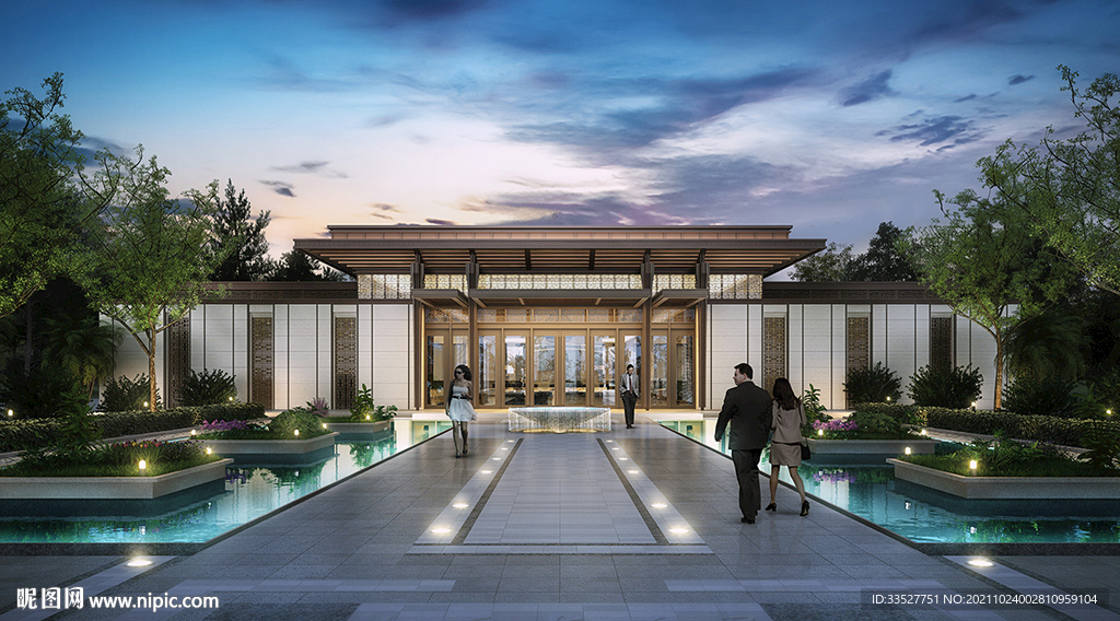 小区会所大门效果图