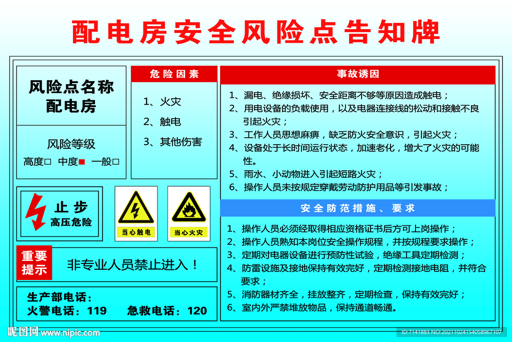 配电房安全风险告知牌