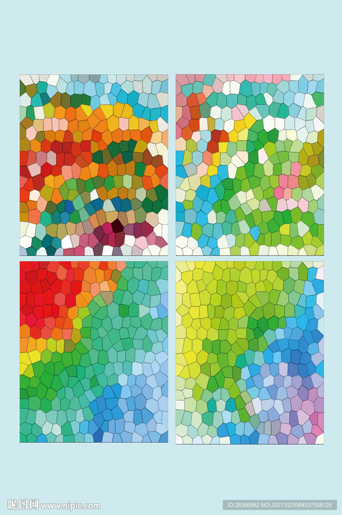AI矢量绚丽炫彩马赛克彩绘玻璃