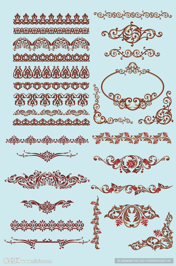 AI矢量欧式花纹边框花边