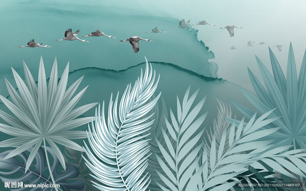 树叶装饰背景墙