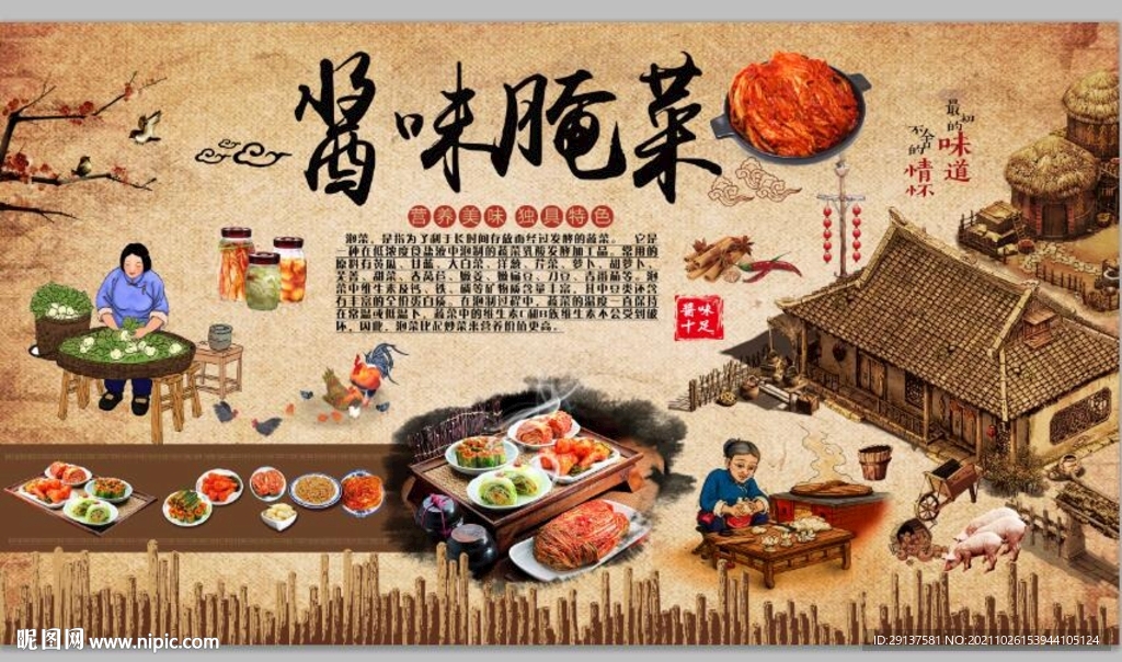 泡菜腌菜背景墙装饰画