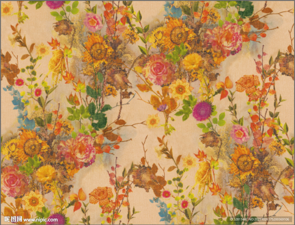 乱花 手绘花 向日葵 