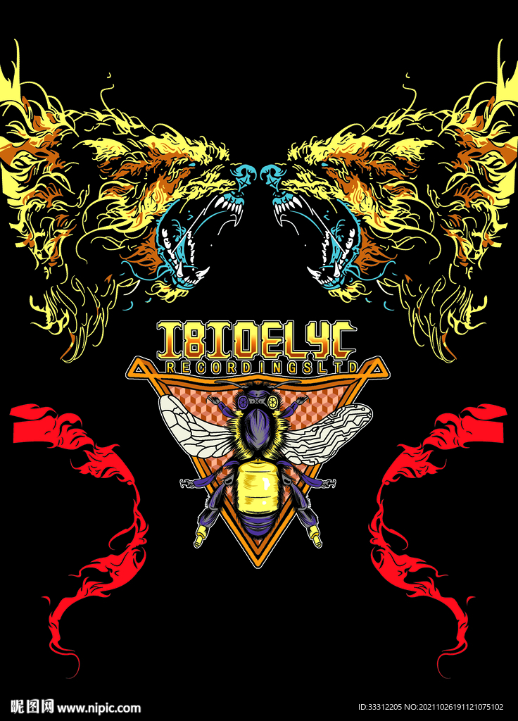 大牌男装 狮子 数码印花   