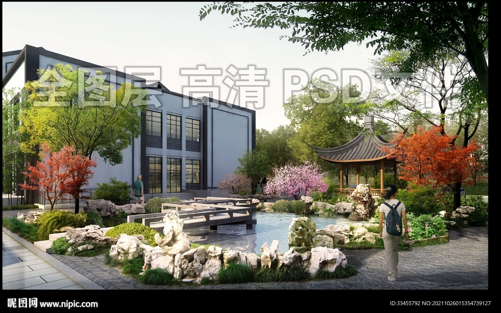 太湖石水池园林绿化