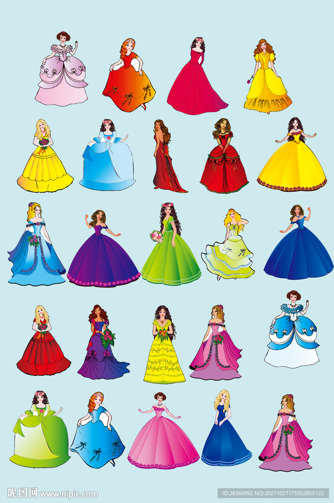 AI矢量迪士尼公主