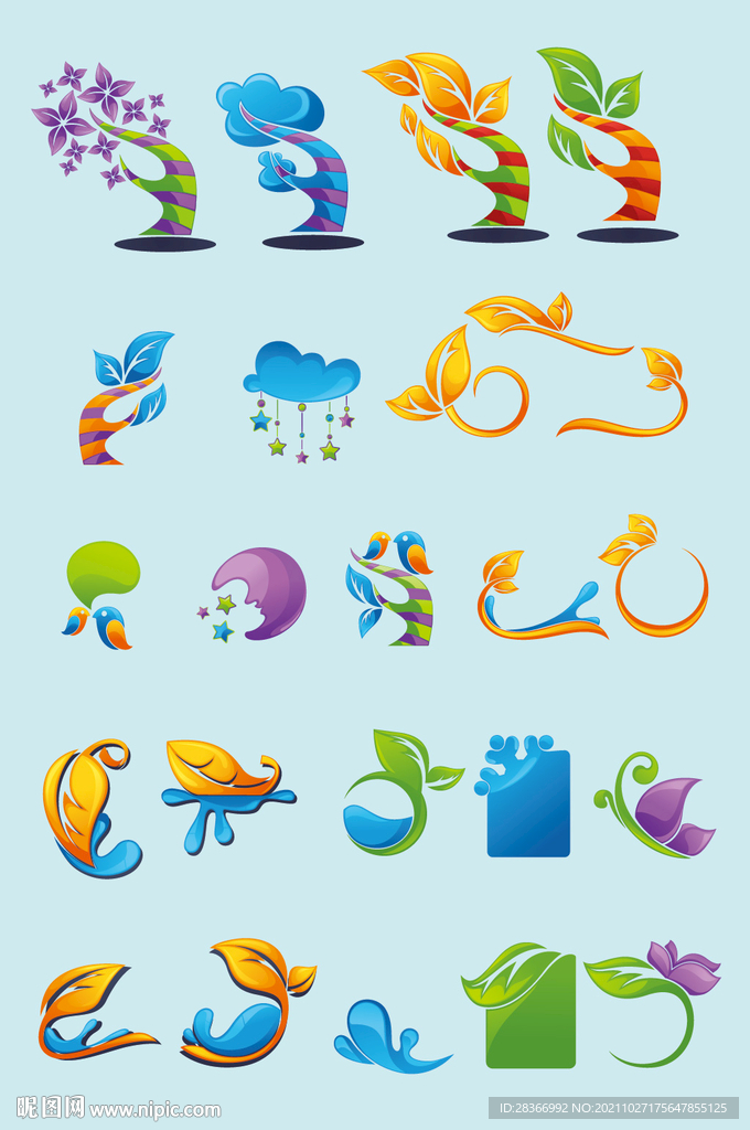 AI矢量树木树叶