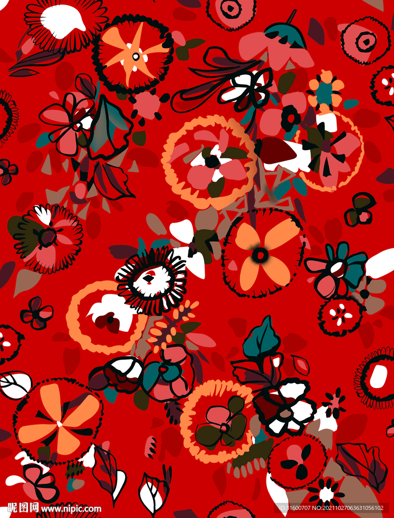 抽象色块几何花