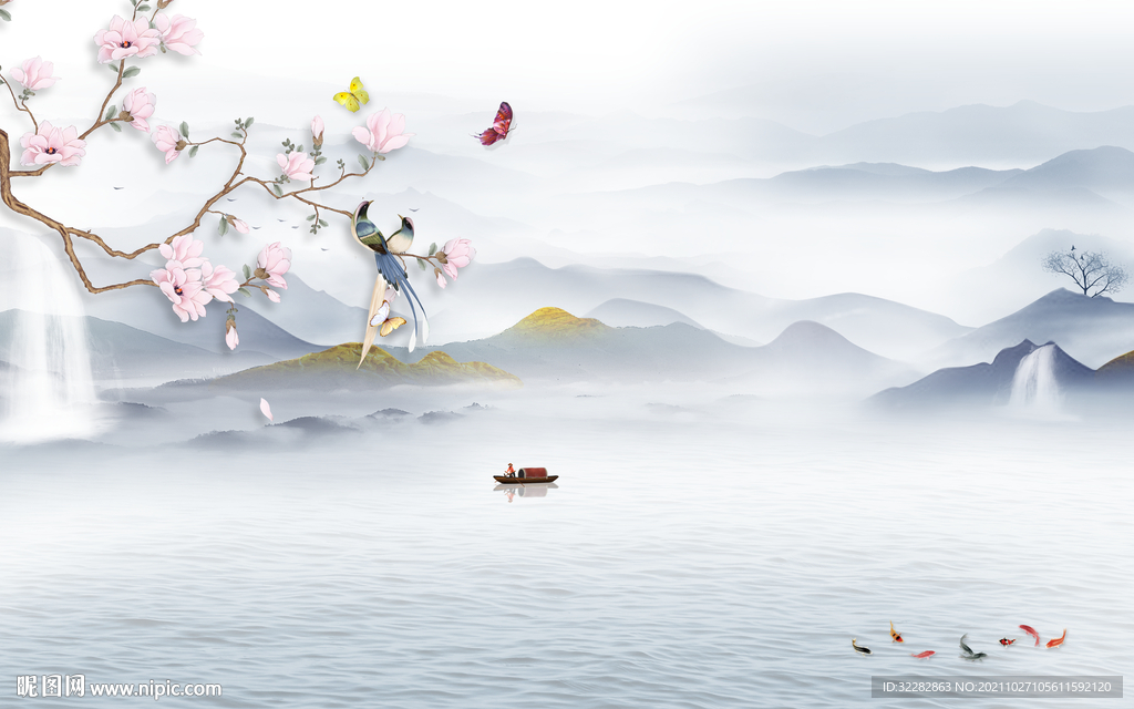 现代 意境背景山水 TIF分层