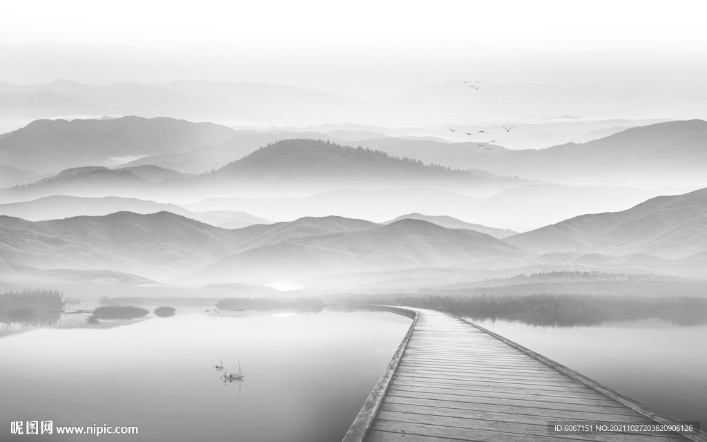 新中式水墨山水画