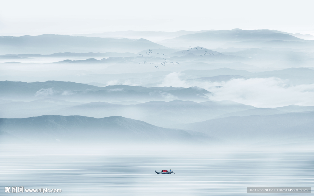 新中式山水电视背景墙