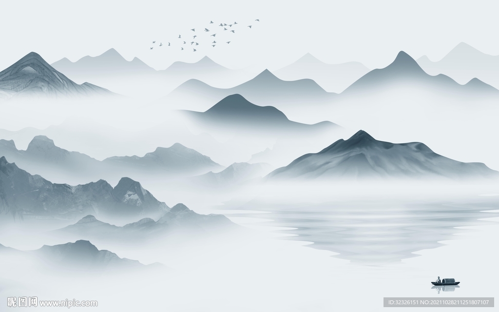 高档 风景客厅山水 tif分层