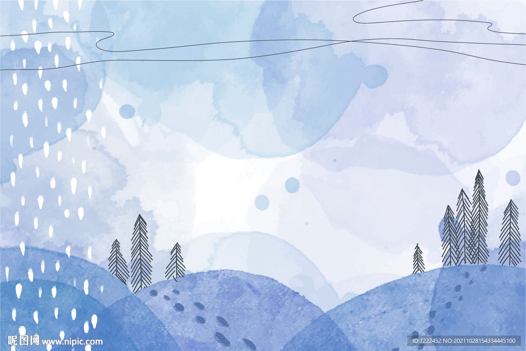 抽象风景水彩画