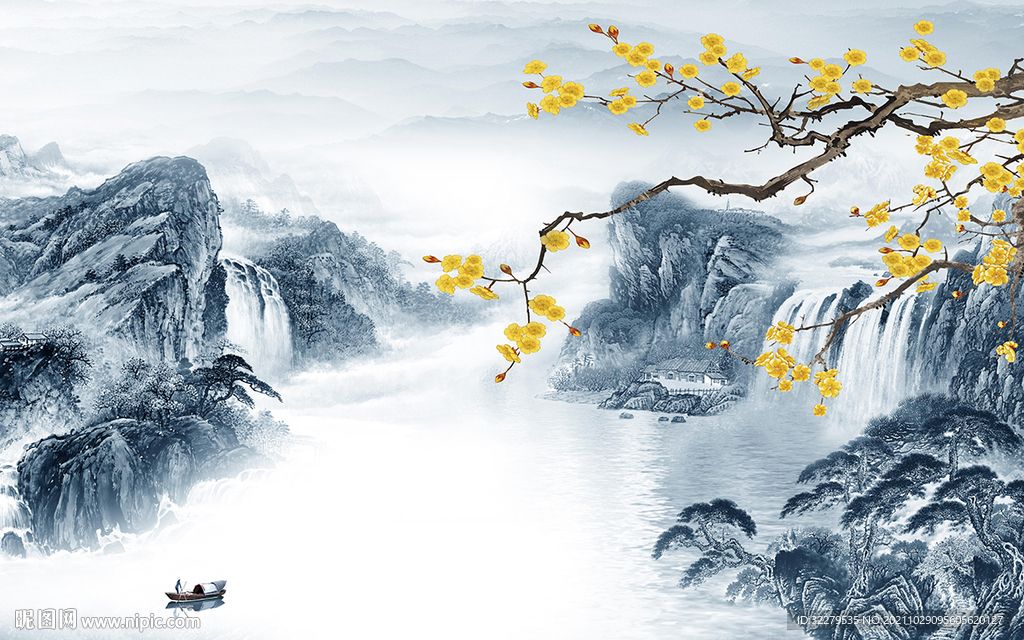 高档客厅大气山水 TIF分层