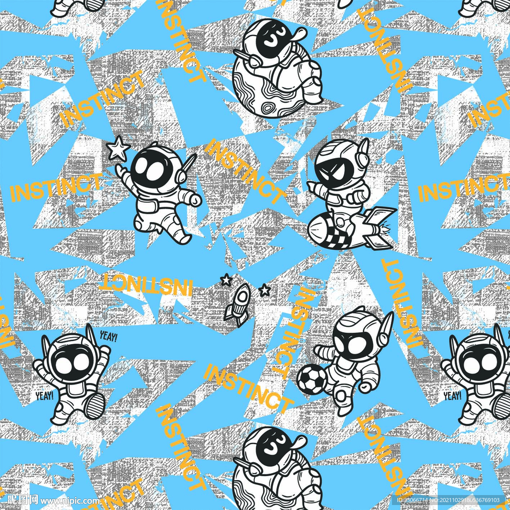 几何 底纹 字母 宇航员