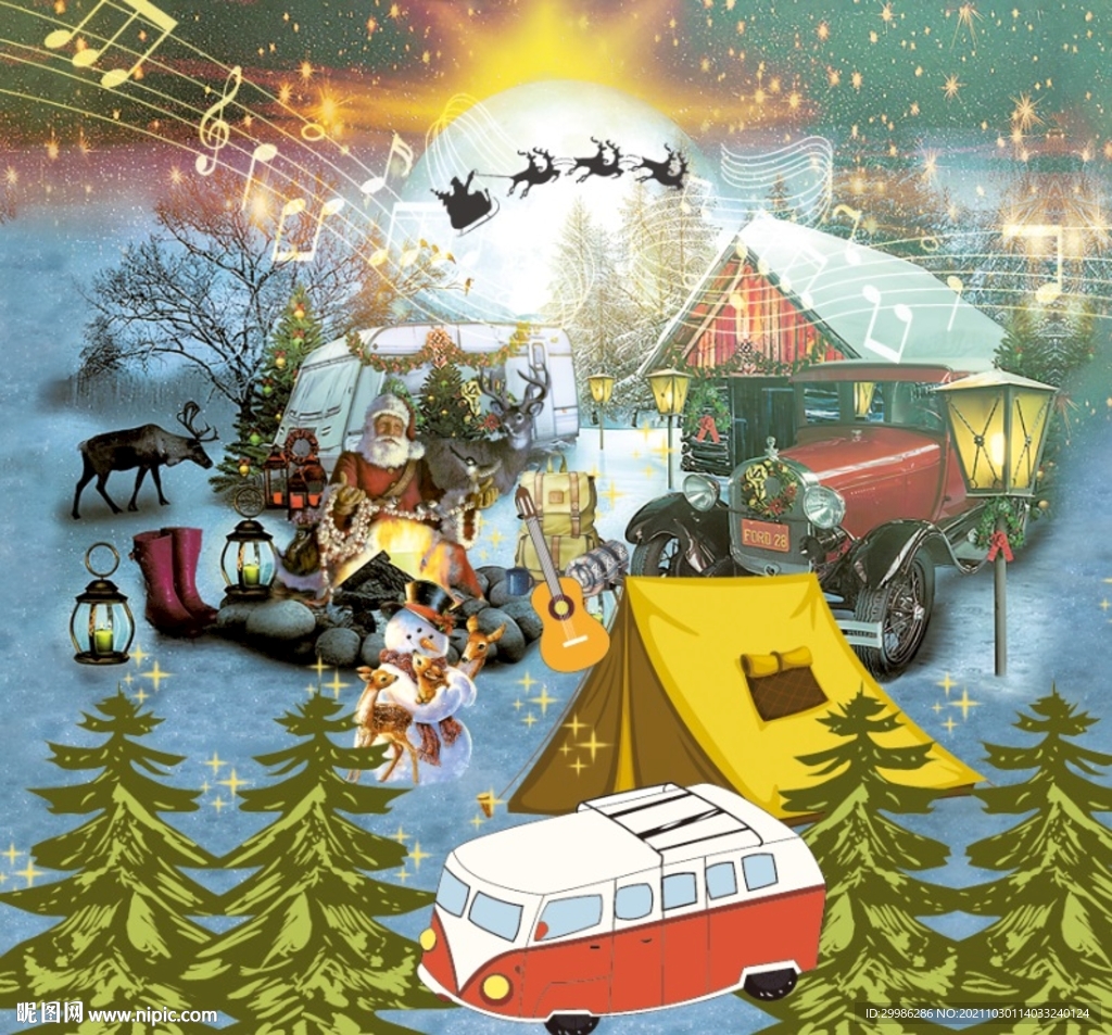 圣诞节 圣诞树 数码印花