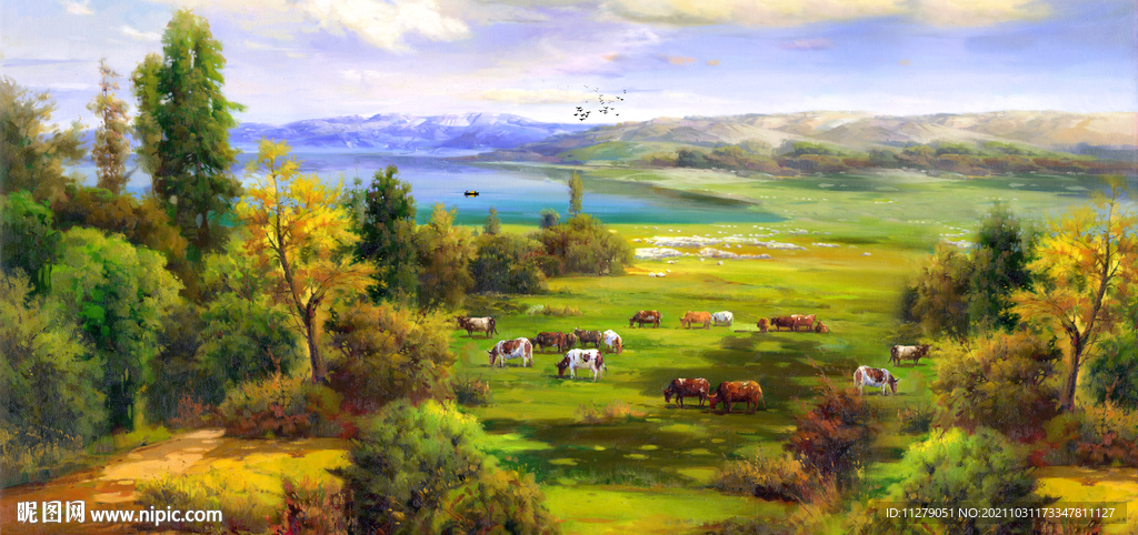 风景油画模板下载