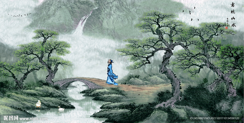 禅境山水画意境山水画