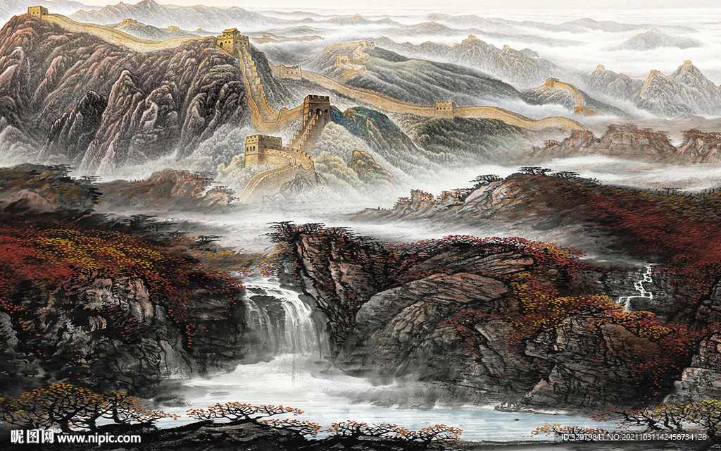 简约现代客厅山水 TIF分层