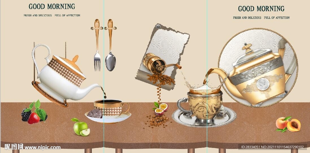 花瓶水果餐具餐厅装饰画